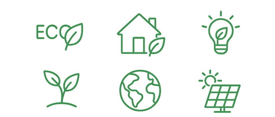 Sustainability symbols illustrating eco-friendly practices and renewable energy concepts