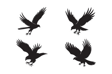 Obraz premium Flying Hawk Silhouette Collection Majestic Bird of Prey Vector Art