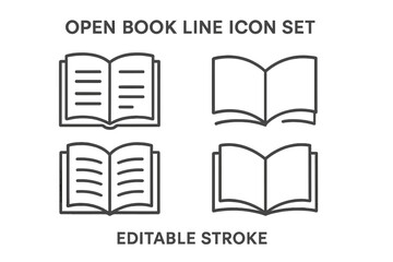Open book line icon set showcasing various styles for design projects