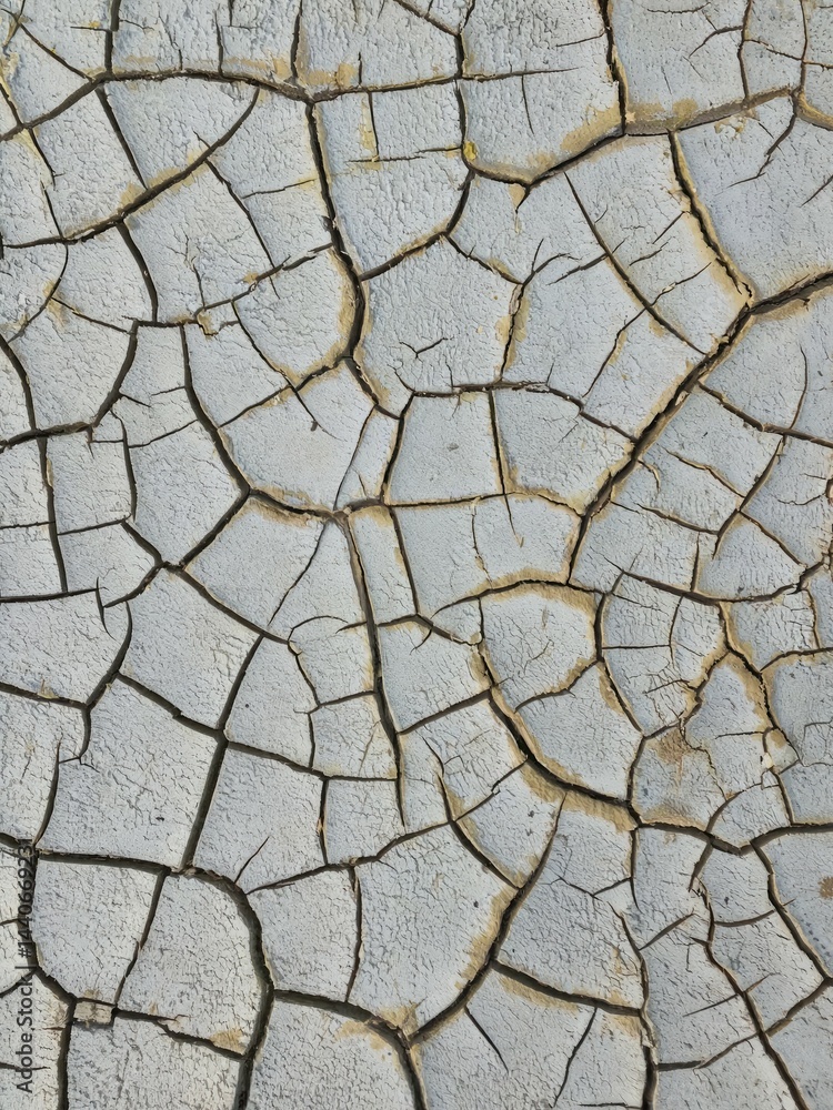 Poster high res macro of cracked dried paint creating network of lines aging material