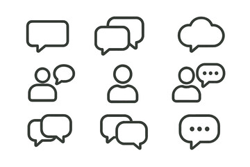 Various speech bubbles and user icons representing communication and conversation in digital design elements