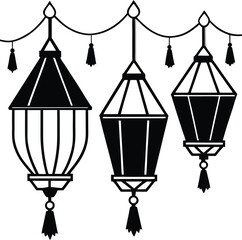 silhouette of waisak celebration lantern decoratio (5).eps
