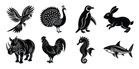This vector set silhouette themed illustrations 