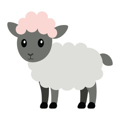 Cute cartoon sheep illustration standing on white background isolated vector