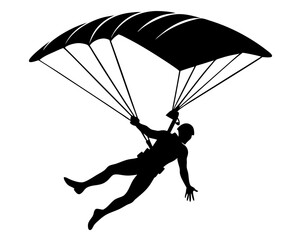 Skydiving Vector Illustration | Skydiver Silhouette SVG Design for Adventure Crafts