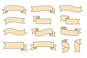 Decorative blank ribbon banners in various styles for graphic design and art projects