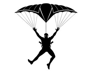 Skydiving Vector Illustration | Skydiver Silhouette SVG Design for Adventure Crafts