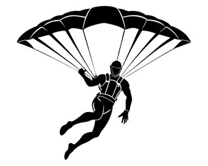 Skydiving Vector Illustration | Skydiver Silhouette SVG Design for Adventure Crafts