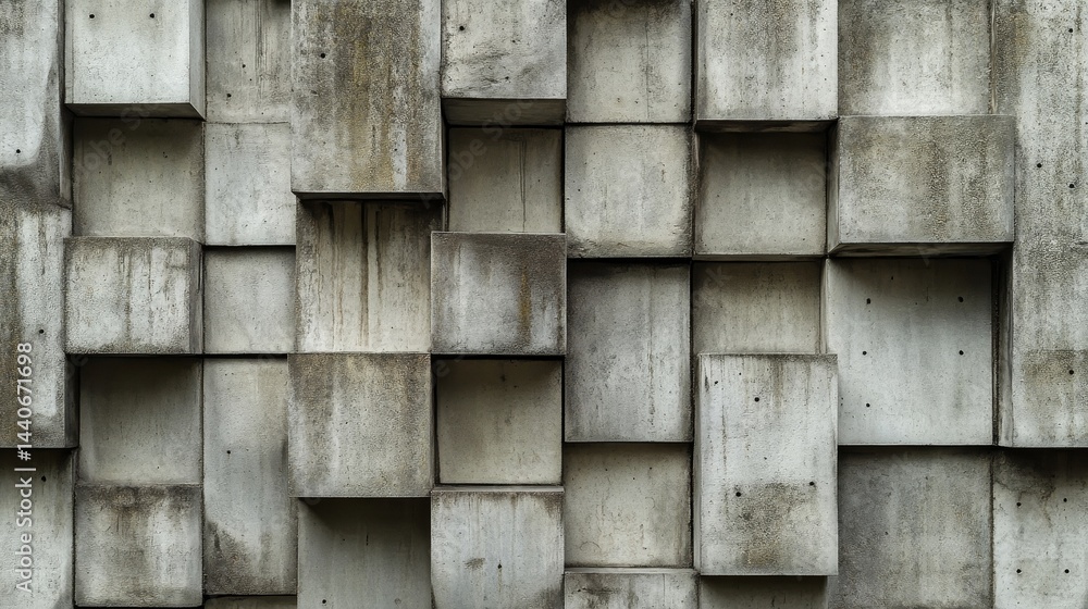 Poster geometric concrete block wall with depth and texture