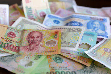 Vietnamese dong banknotes. Money concept