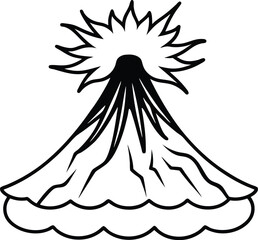silhouette of volcano eruption vector design