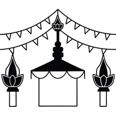 silhouette of vesak day decoration