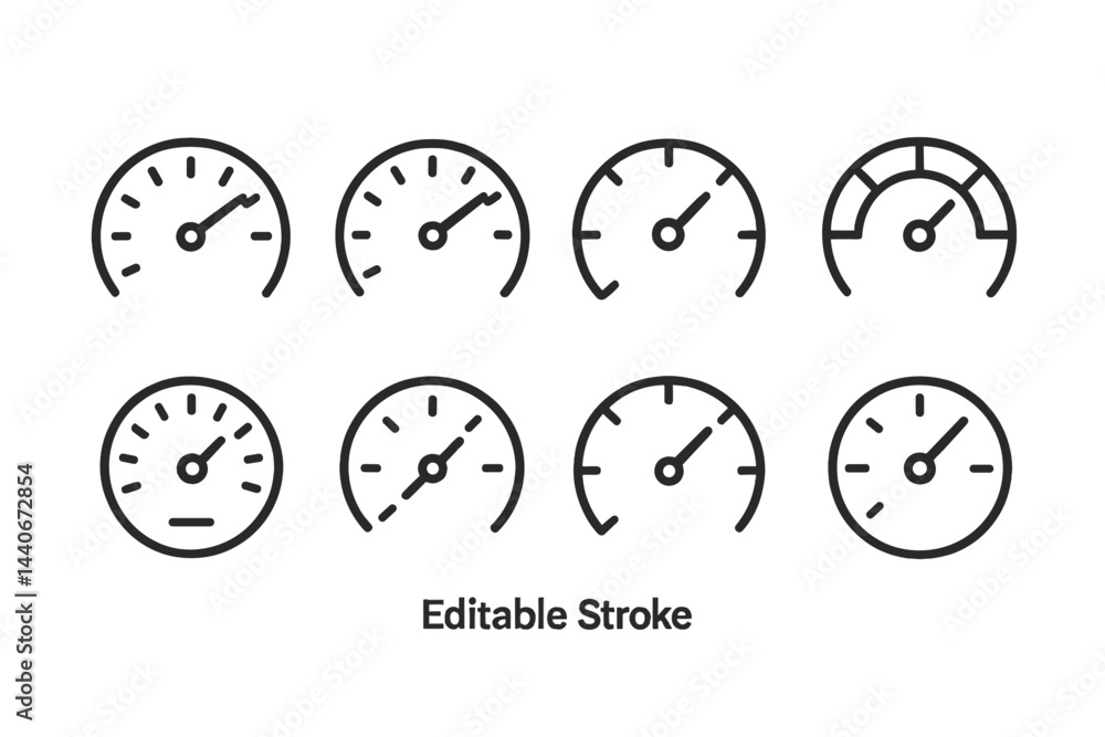 Aufkleber various speedometer designs showcasing different styles and measurements often used in automotive an