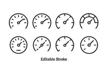 Various speedometer designs showcasing different styles and measurements often used in automotive and digital interfaces