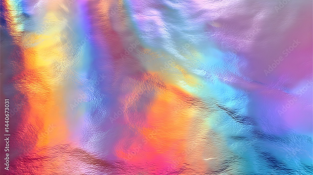 Poster vibrant iridescence: an abstract display of light and color creates a captivating visual texture wit