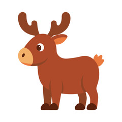 Cute cartoon moose illustration forest animal vector graphic design element