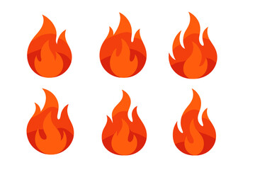 Multiple stylized flame icons in vibrant orange color for design and illustration purposes