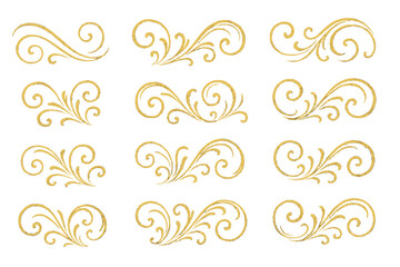 Elegant gold swirl designs suitable for invitations and decorative artworks