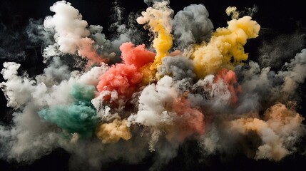 Colorful Smoke Plumes Create a Vibrant and Dynamic Display Against a Dark Background During Creative Experimentation