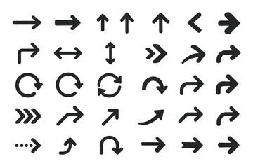 Obraz premium Collection of black directional arrows and symbols suitable for diverse graphic and design applications