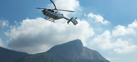 City Rio de Janeiro Christ the Redeemer lake lagoon stone Gávea neighborhood hill mountain vegetation nature blue sky cloud helicopter heliport landscape vacation travel beauty © FTeixeira_aRT