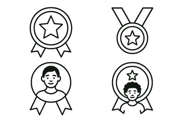 Award icons representing achievements and recognition illustrated in a simple, minimalist style