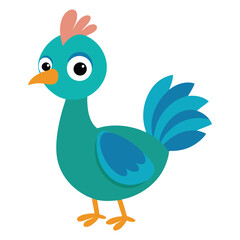 Cartoon teal bird vector illustration cute animal design element