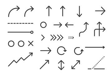 Abstract collection of directional arrows and lines for design inspiration and visual communication