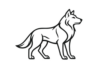 Elegant wolf silhouette standing proudly in a natural pose against a plain background