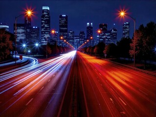 Night Traffic Glides Through Times Square in Rain


