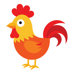 Cute cartoon rooster vector illustration farm animal poultry design elements