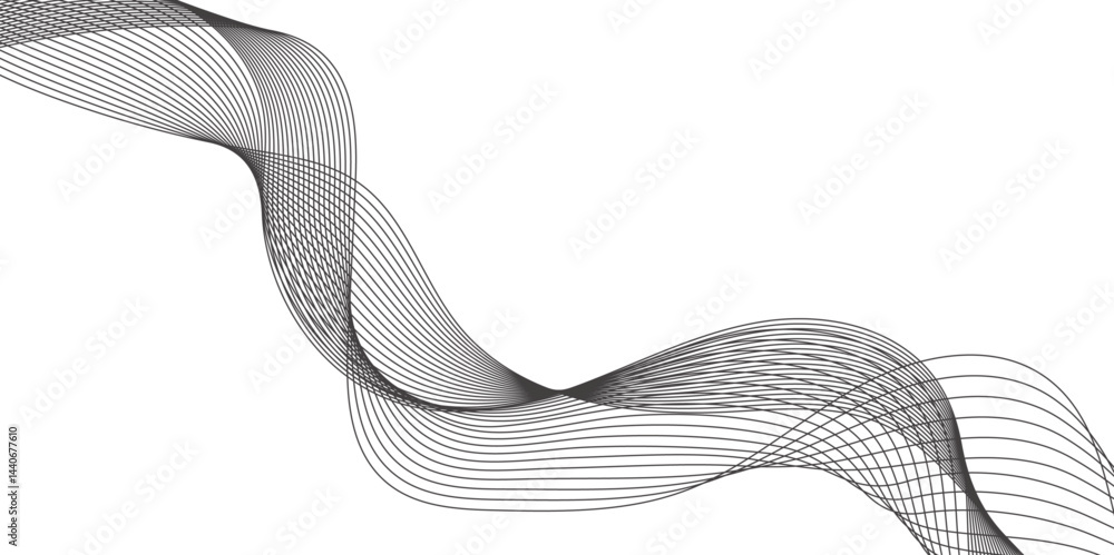 Poster abstract vector blue wave lines on white background. digital frequency track equalizer. modern techn