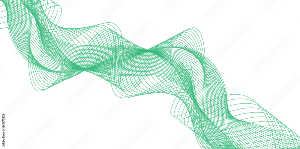 Poster abstract vector background with green wavy lines. green wave background. design element for technolo