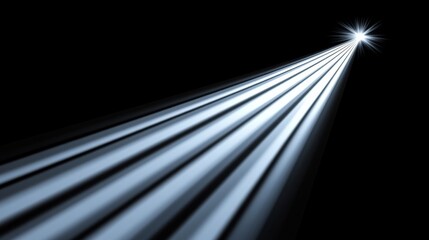 Bright white light beam shining into darkness with starburst effect
