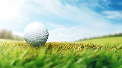 Obraz premium Golf ball over the green course