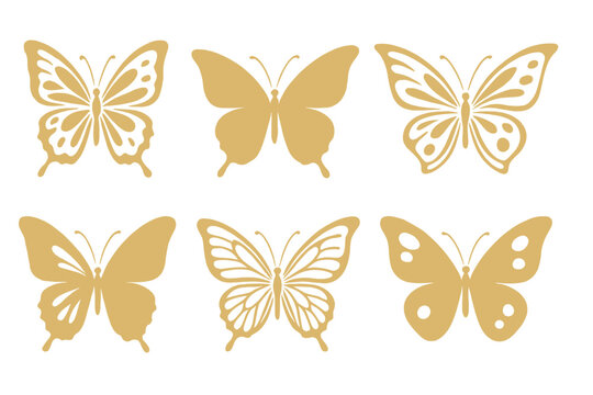 Golden butterfly designs for decorative and craft purposes showcasing elegance and beauty in various styles
