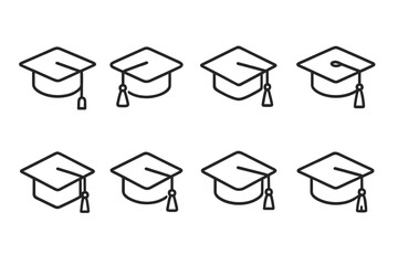 Multiple graduation caps representing academic achievement and success in education