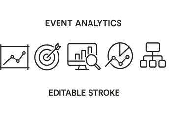 Visual representation of event analytics tools displaying data analysis concepts and metrics