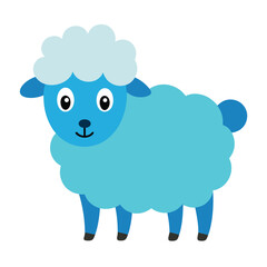 Cartoon blue sheep illustration cute farm animal clipart character design vector