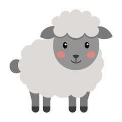 Cute cartoon sheep illustration vector design element fluffy lamb farm animal