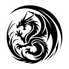 Circular Tribal Dragon Tattoo Design
