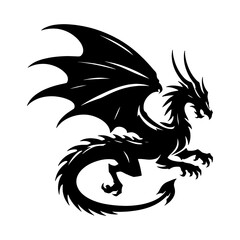Flying Tribal Dragon Silhouette