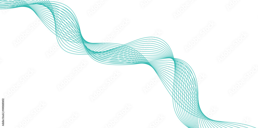 Poster abstract vector background with green wavy lines. green wave background. design element for technolo
