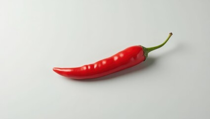 A Single Red Hot Chili Pepper Resting on a White Table, Waiting to Add Spice and Zest to Your Culinary Creations