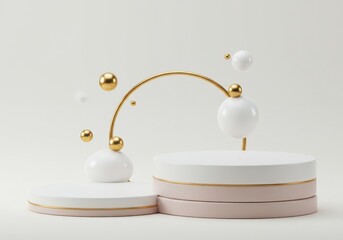 Podium with gold arc isolated on white background