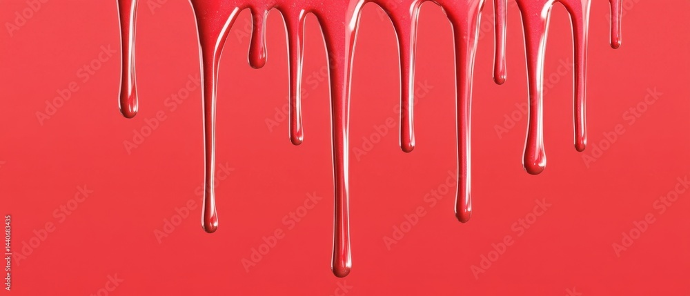 Aufkleber vibrant red paint drips on a matching background creating a glossy texture and a modern artistic eff