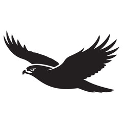 Hawk bird simple black line art image, Black bold outline vector icon, Bird vector illustration. with white background