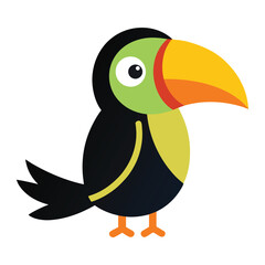 Cute cartoon toucan vector illustration isolated on white background for design elements