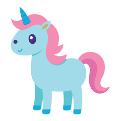 Cute cartoon unicorn illustration in pastel colors for children design projects