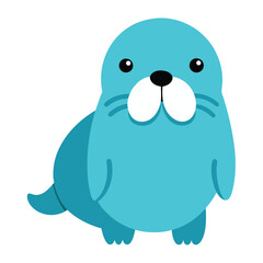 Adorable light blue seal illustration with cute eyes and whiskers